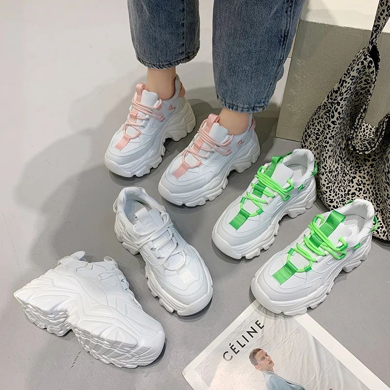 Sneakers Platform Sepatu Kasual Wanita Fashion Beralas Tebal Basket Latihan Wanita Sneakers Chunky Wanita Sepatu Zapatillas (P002)-2