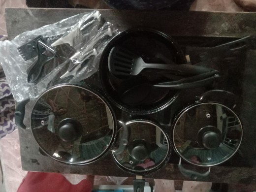 Teflon Panci Set Warna Cookware Set Frypan Saucepan Milkpot Free Spatula 6pcs Ibu-ibu Wajib Punya!!