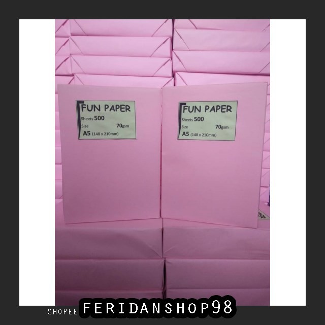 

FS304 KERTAS PRINT & FOTOCOPY KERTAS HVS A5 ATK 70 GR FUN PAPER PUTIH BY FERIDANSHOP98