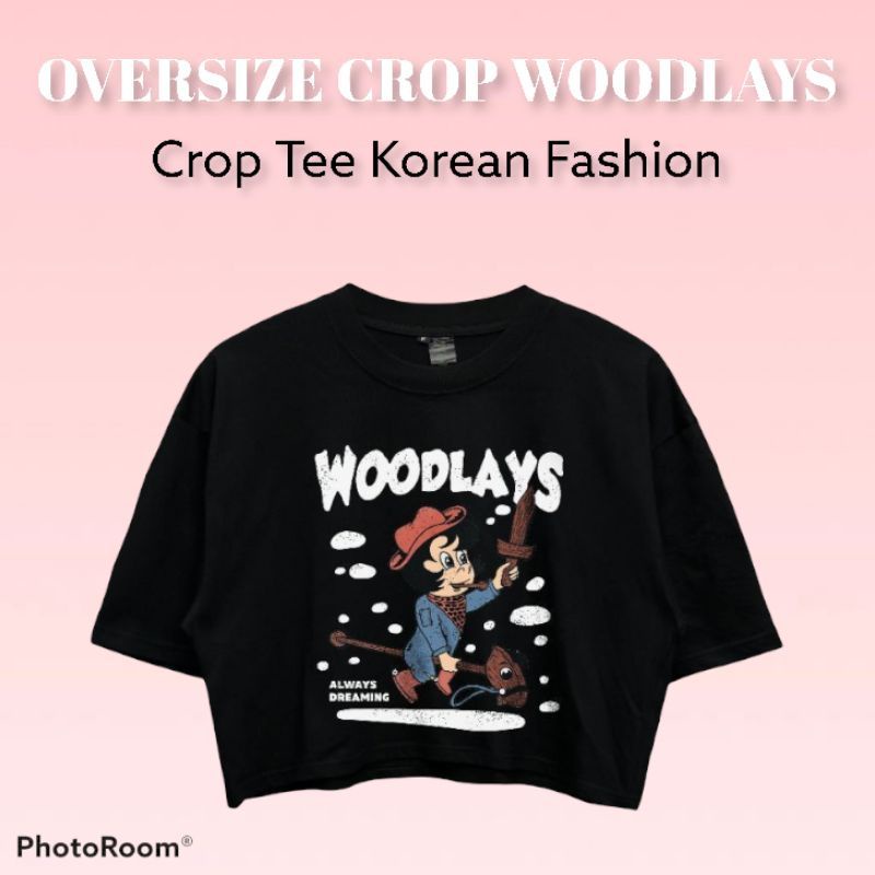 0Oversize Crop Woodlays / Crop Top Kaos Wanita Crop Tee | CROP TOP KOREA FASHION BAJU WANITA CROPTOP