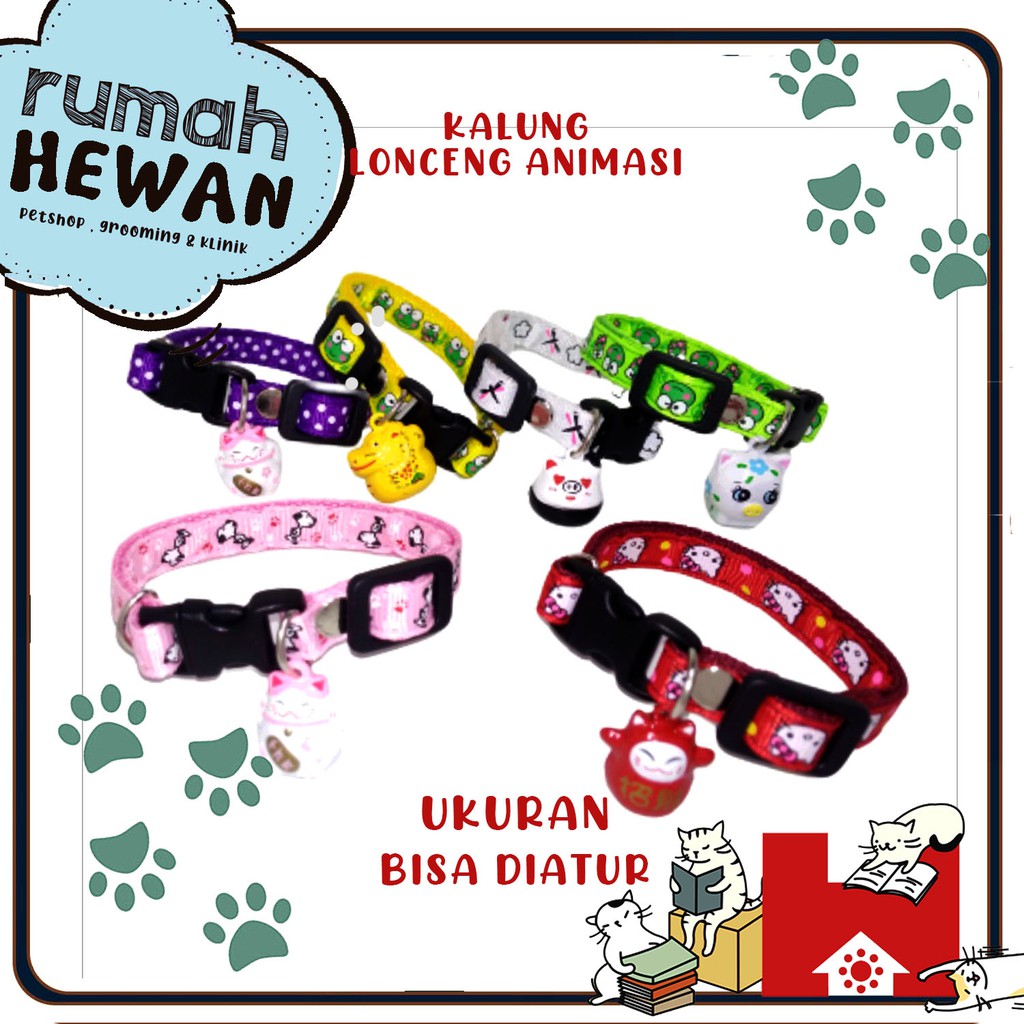 Kalung Kucing &amp; Anjing Lonceng Karakter / Animasi