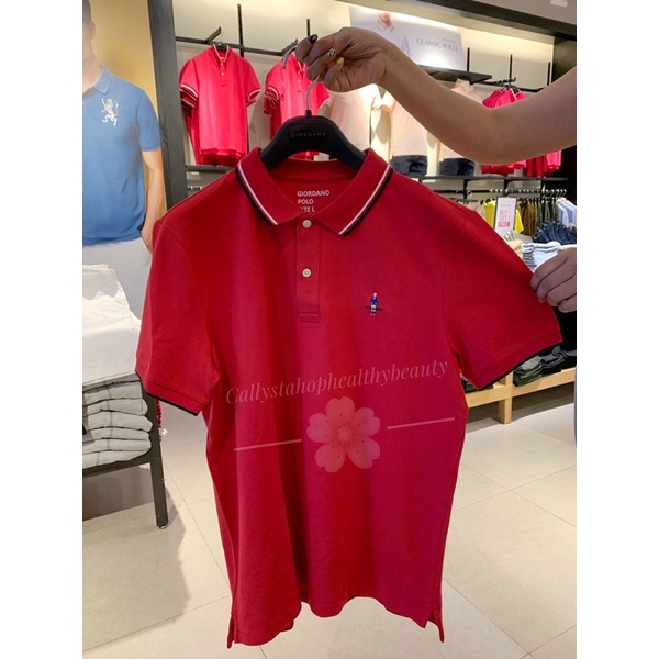 Giordano Polo Shirt Man Classic Tapered Fit Signature Red New Size XL Giordano Original