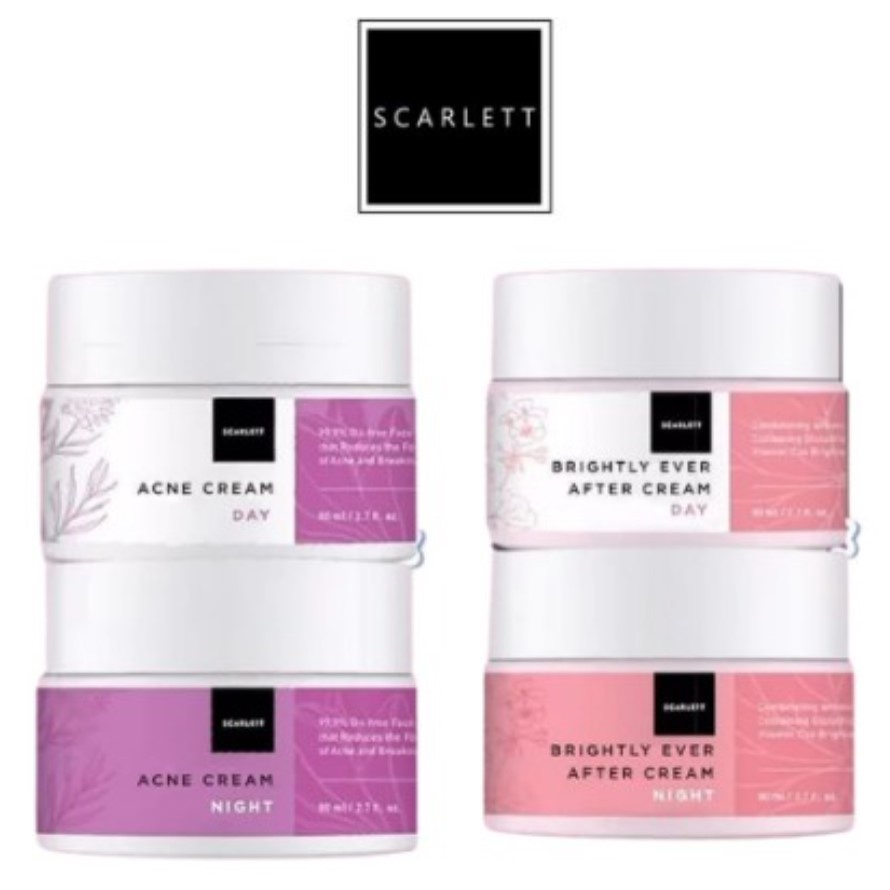 SCARLETT WHITENING CREAM 20gr ORIGINAL BPOM | { CREAM SCARLET SIANG DAN MALAM }