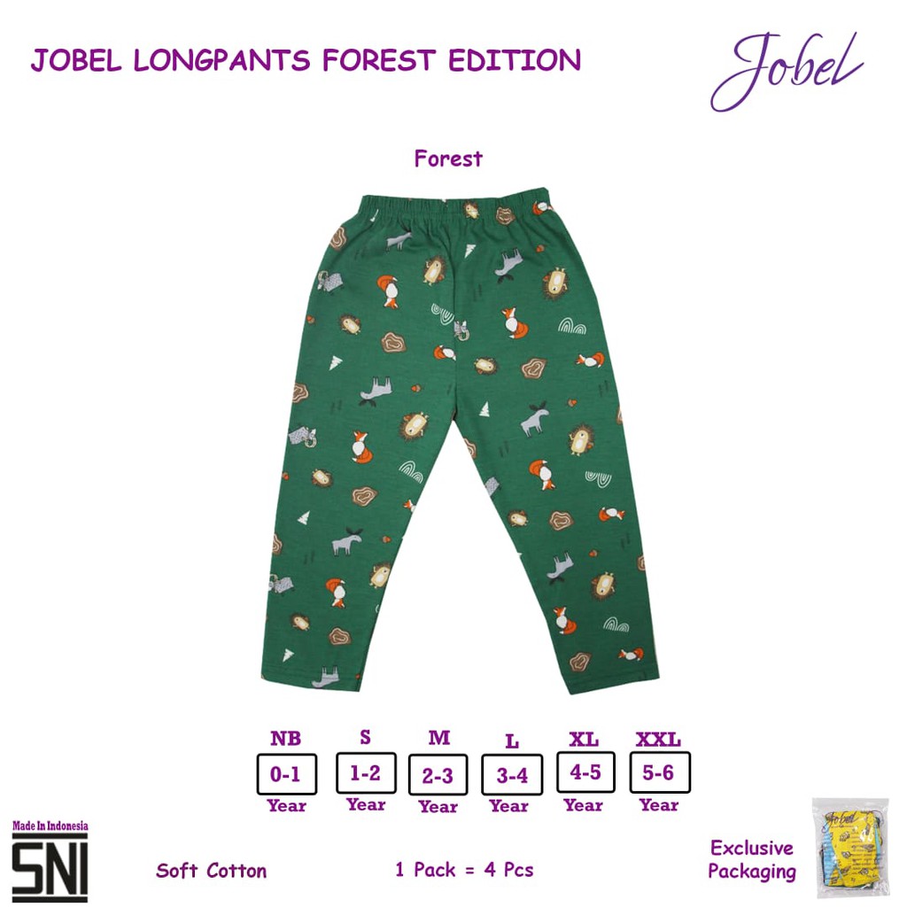 [Size NB - XXL ] Kazel Jobel Long Pants Boy Forest Edition Celana Panjang Anak Laki - Laki Isi 4 Pcs