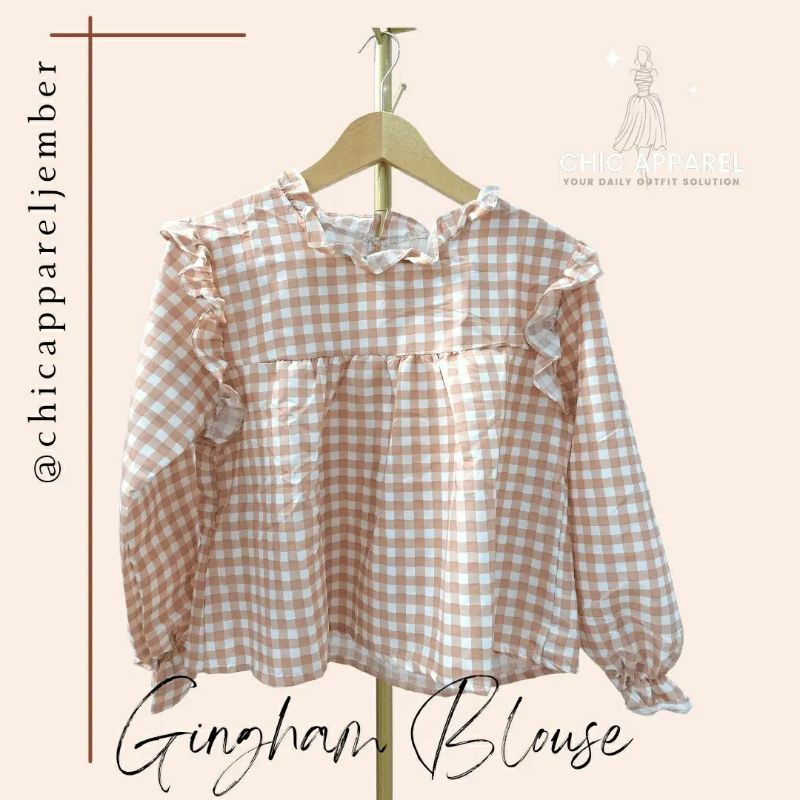 GINGHAM BLOUSE / BLOUSE WANITA / BLOUSE RENDA KOTAK / BAJU WANITA KOTAK (JEMBER)