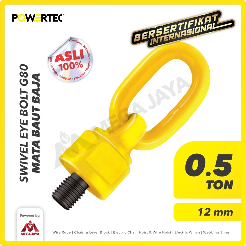 POWERTEC Swivel Eye Bolt / Mata Baut M12 - 0.5 Ton