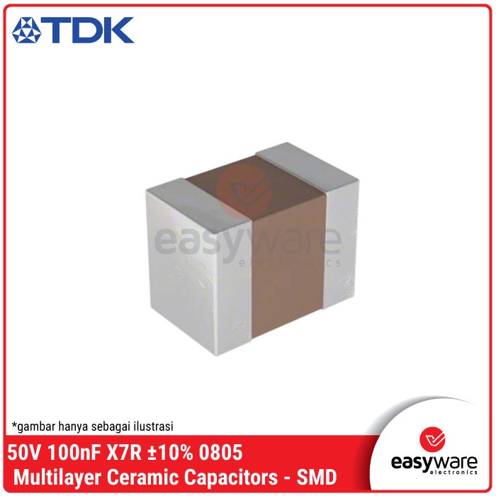 Multilayer Ceramic Capacitor 0805 100nF X7R ±10% 50V SMD SMT Capacitor