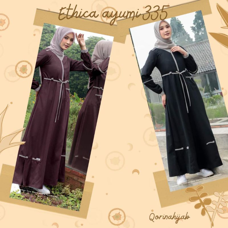 Gamis ethica terbaru / Ethica Ayumi 335 / Gamis hitam / Gamis katun