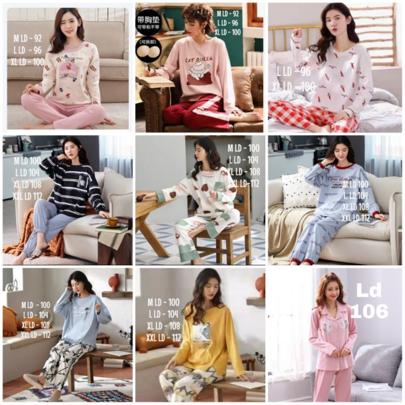 Piyama Import Piyama PP Baju tidur Wanita Dewasa Import Lengan Panjang PREMIUM C07-C2