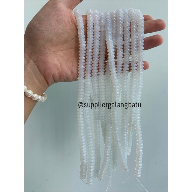 batu rondelle Stone Beads 3 x 8mm moonstone opalite pembatas tasbih