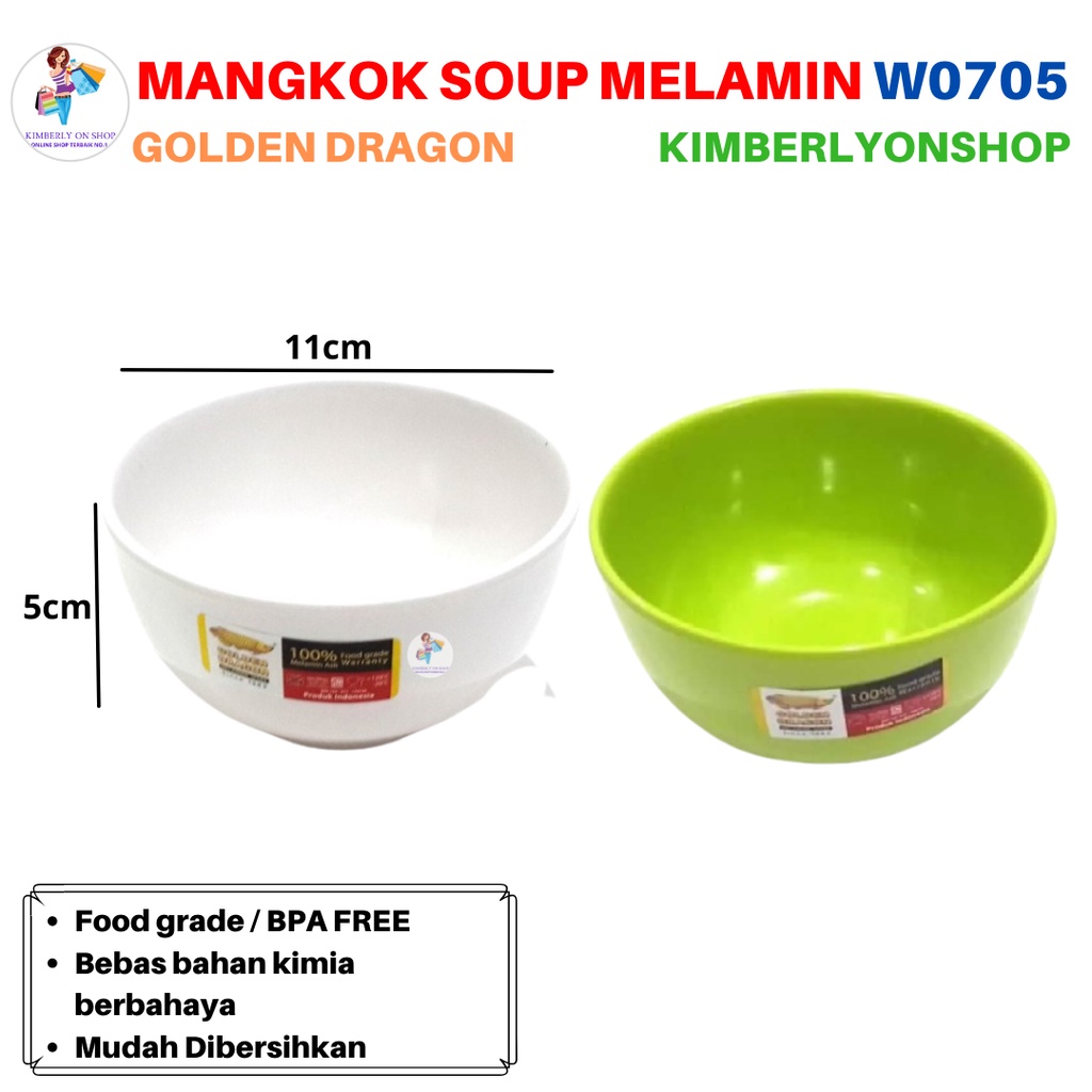 Mangkok Melamin Kaki 5 inc Putih Golden Dragon W0705