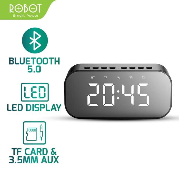 Speaker Bluetooth ROBOT RB550 Portable Wireless Musik Box Clock LED DIGITAL ALARM Full Bass ORIGINAL