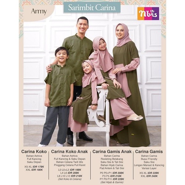Nibras Baju Muslim Sarimbit Couple Carina Army
