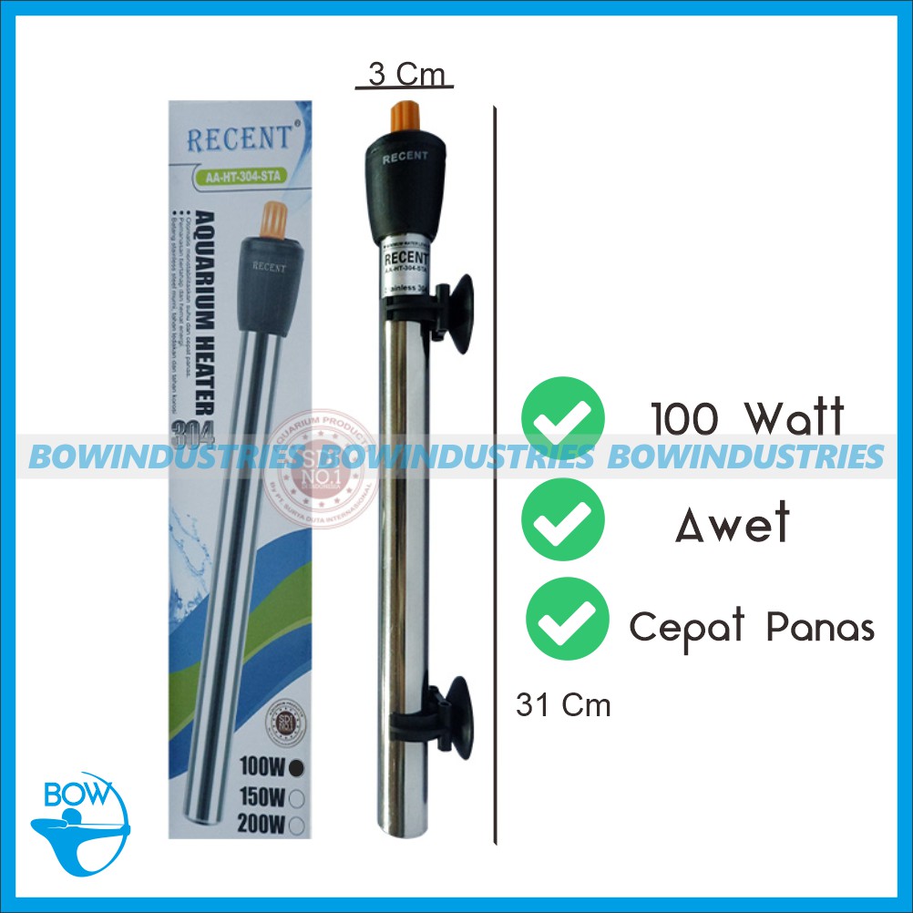 Heater Pemanas Penghangat Air Aquarium Akuarium Stainless Steel Recent Aa Ht 304 100 Watt Skls Sobo Shopee Indonesia