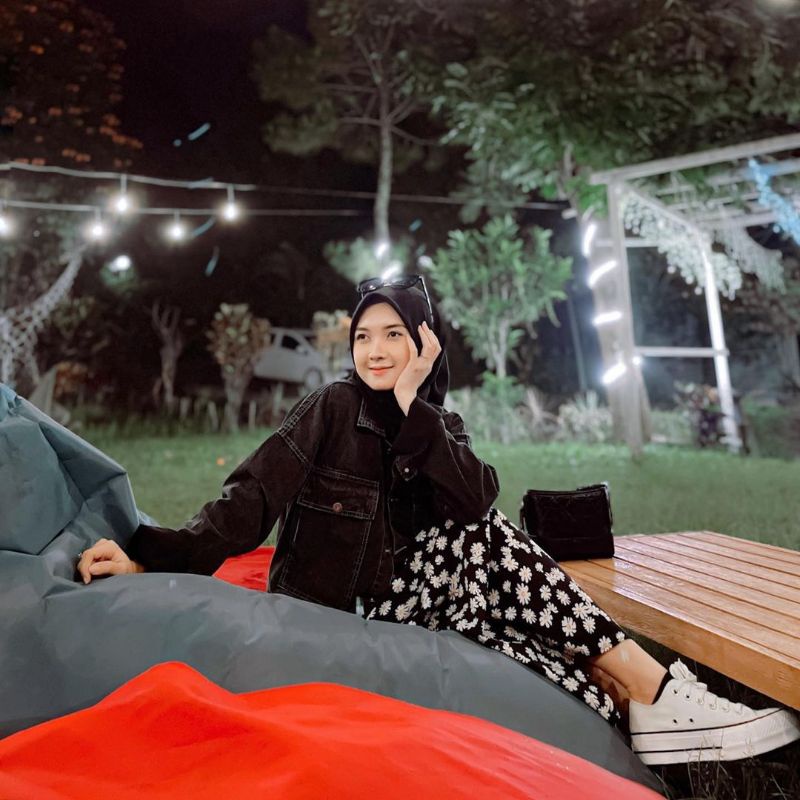 1 MIDI SKIRT A LINE IMPORT / ROK BUNGA DAISY BLACK WHITE / ROK DAILY WANITA KOREAN BAHAN SIFON-2