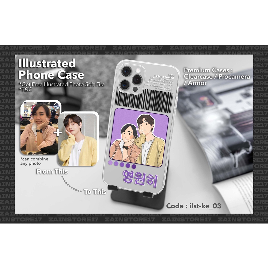Case Custom Gambar Ilustrasi Couple Dalam 1 Case / Softcase Anticrack Iphone Android