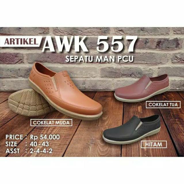 sogo ATT AWK 557 SEPATU SLIP ON Sepatu Cowok Bahan Karet Ringan Tahan Air Nyaman Elastis AB 350 AWKN 596
