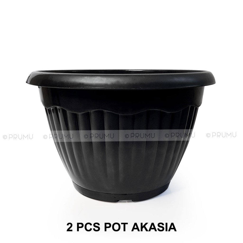 2 Pot Bunga 25 cm - Pot Tanaman - Pot Plastik - Tempat Bunga - Pot Hiasan - Clio Akasia 28