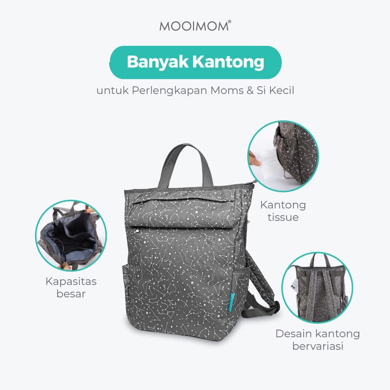 MOOIMOM STARLET DIAPER BAG (TAS TRAVELING BAYI) TAS PERLENGKAPAN BAYI DIAPER BAG