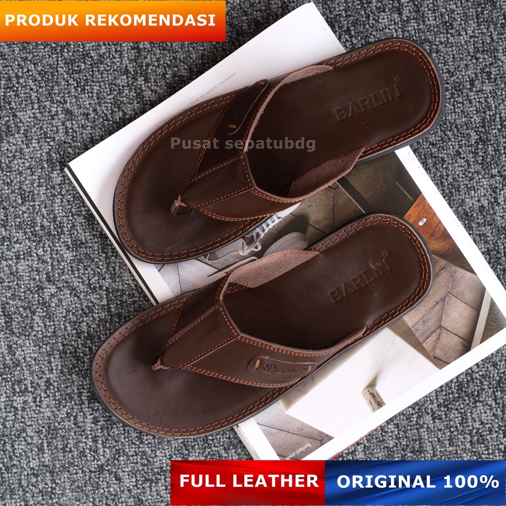 Sandal Japit Kulit Pria Original Kasual Sendal Pria Full Kulit Jepit Distro