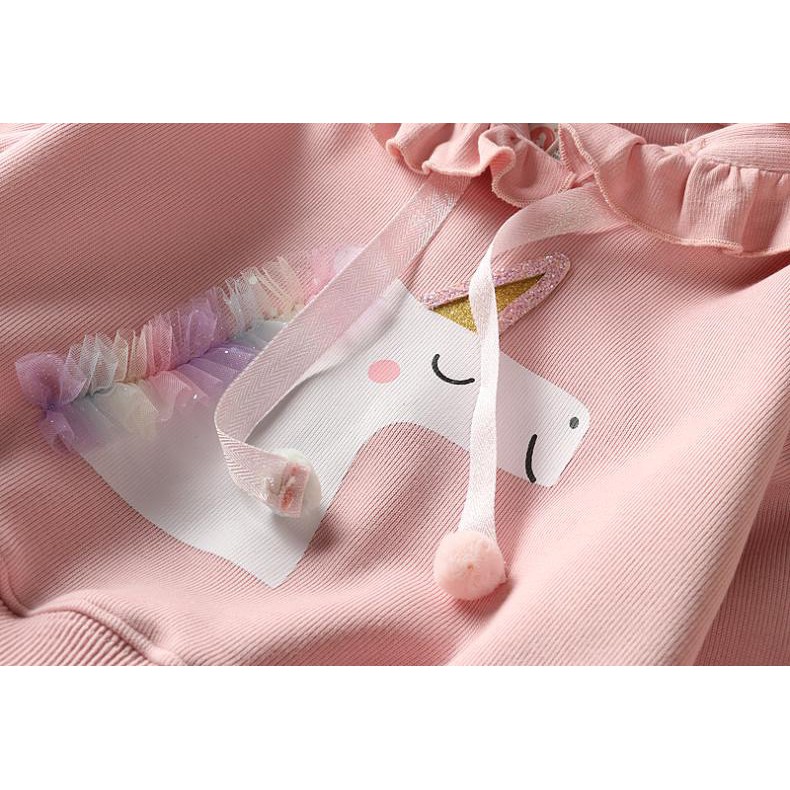 Setelan baju Sweater Hoodie Rok Tutu Rainbow Unicorn anak cewek import-Dress Unicorn anak Perempuan