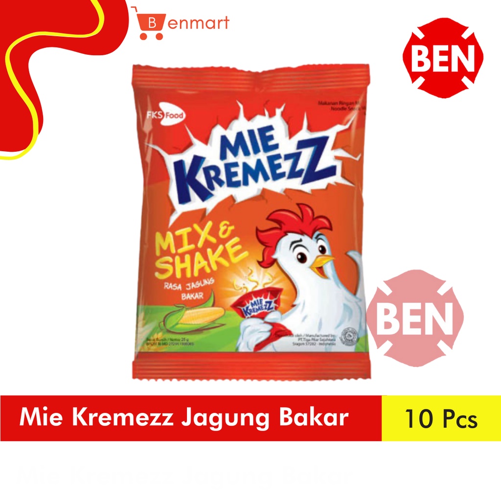 

Mie Kremezz Mix & Shake JAGUNG BAKAR 1 Renceng 10 Pcs Mi Remes Dus