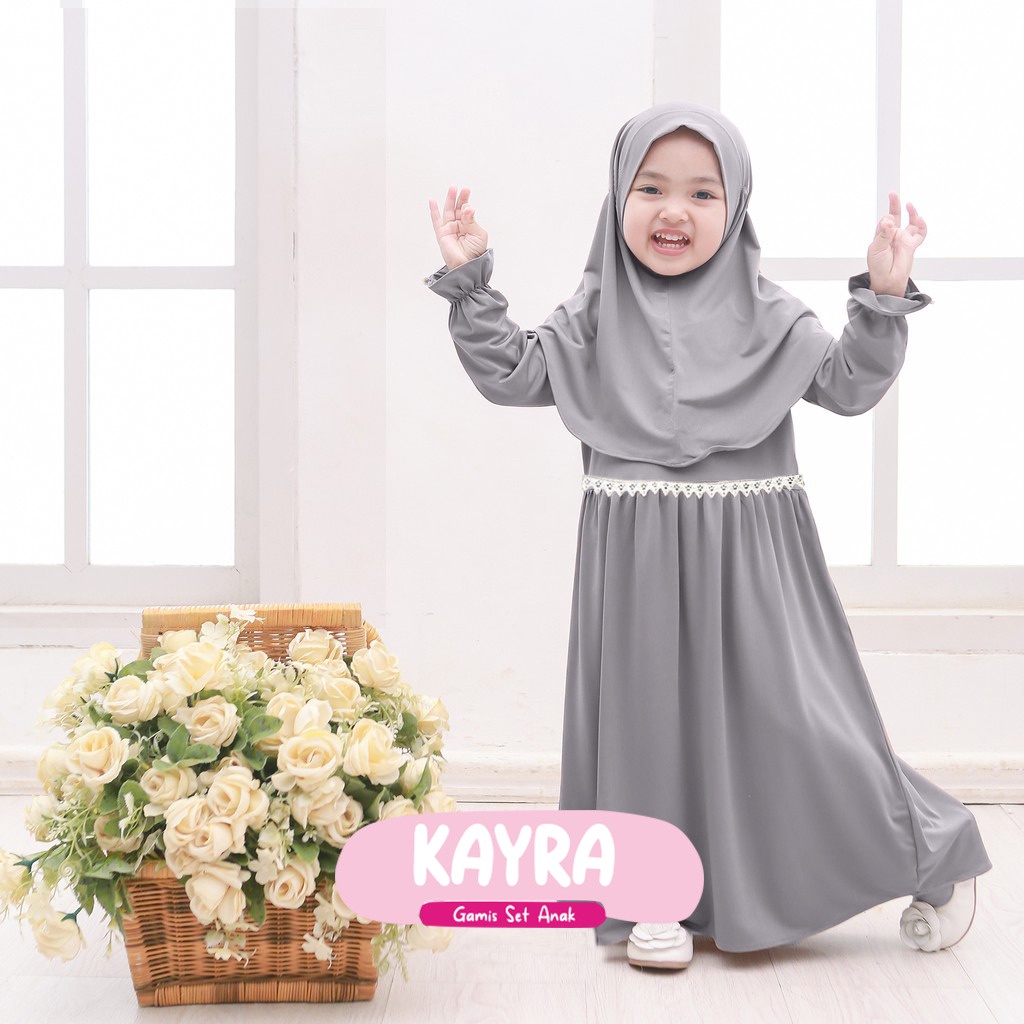 Baju Gamis Bayi Perempuan 0-3 tahun Pakaian Muslim Anak Free Jilbab Dress Lebaran