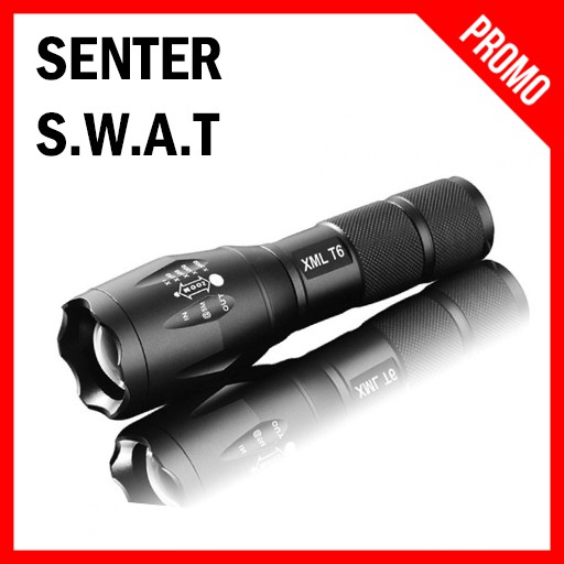 Senter LED Cree XM-L T6 2000 Lumens - Senter SWAT Police Himalaya Super Terang Jarak Jauh