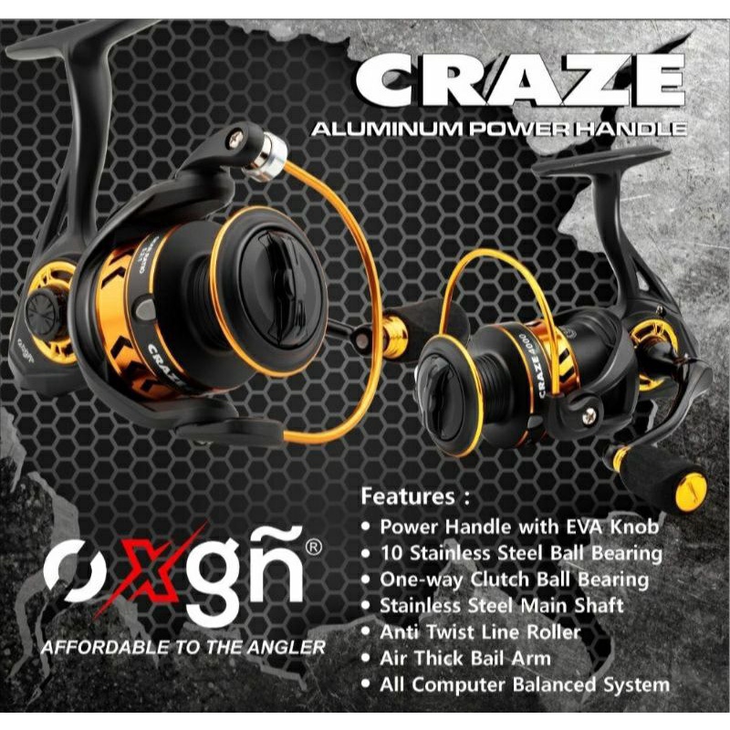 REEL PANCING OXGN CRAZE 1000/2000/3000 POWER HENDEL...ULTRA SMOTH