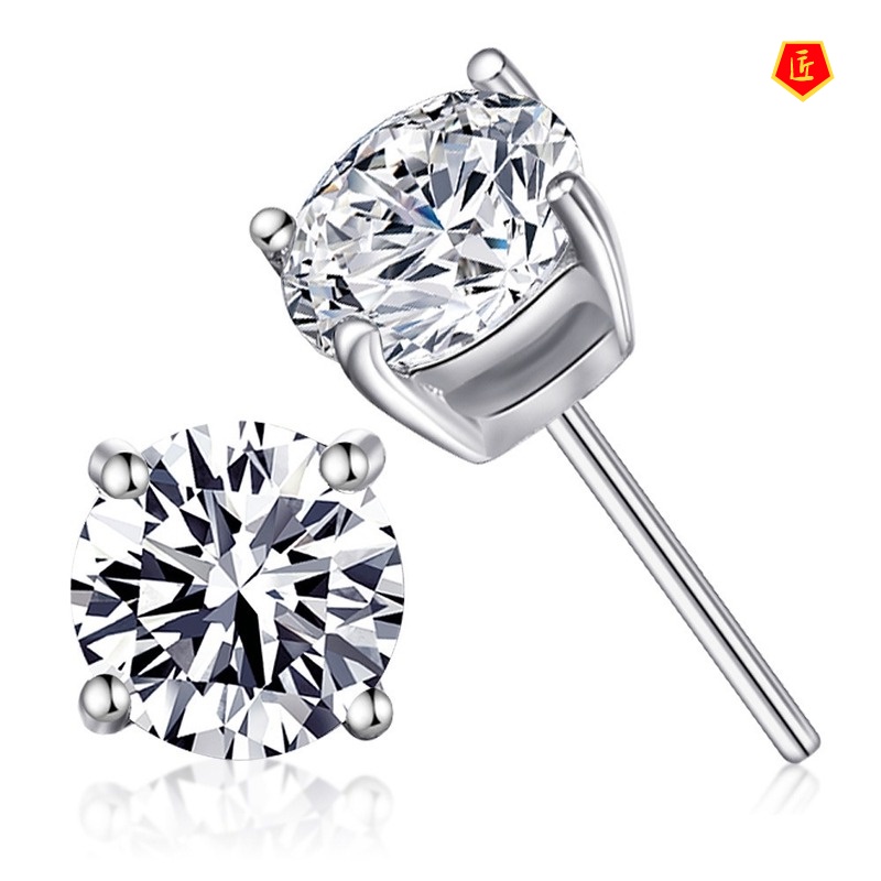 [Ready Stock]Classic Four-Claw Diamond Stud Earrings