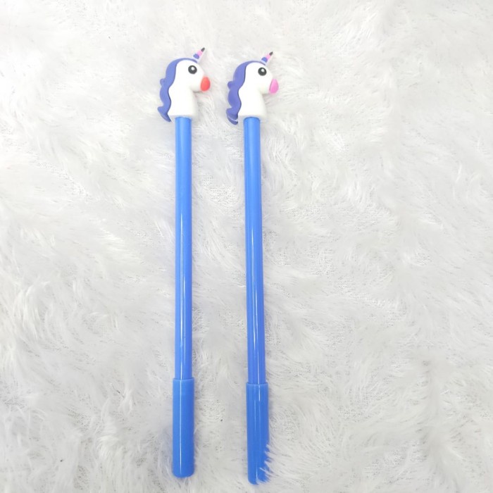 

dj.store01_ Pena Karakter Kepala Unicorn Lucu Kekinian Pulpen Gel Stationary - Biru