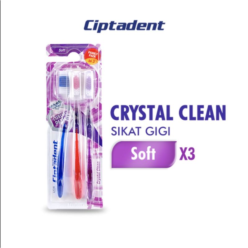CIPTADENT Sikat Gigi Crystal Soft Kotak Isi 3 CIPTADENT Crystal Clean Sikat Gigi Soft Isi 3