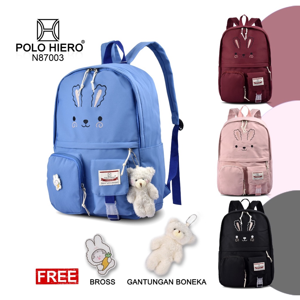 Tas Perempuan Polo Hiero N87003 Backpack Import Tas Ransel Sekolah Tas Kuliah Tas Fashion Kerja Ransel Punggung Tas Wanita