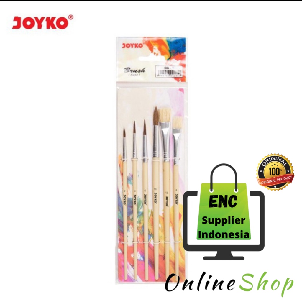 

kemasan BUBLEWARP 6 buah JOYKO BR 1 kuas BR-1 brush br1 no. 2 4 6 8 10 12 per set - enc.sup