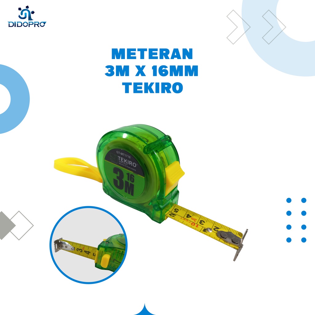 TEKIRO Meteran 3 M Transparan - Rol Matic Meter 3 meter 3M