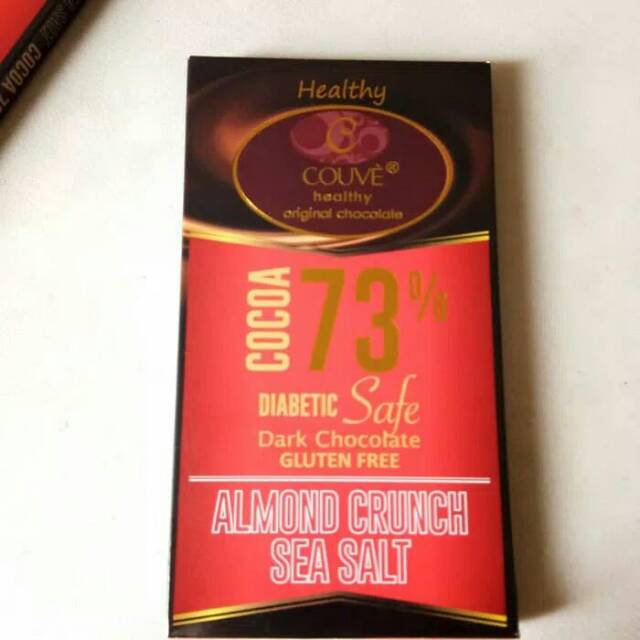 

DARK COKLAT COUVE 73% ALMOND CRUNCH SEA SALT @85 GRAM DIABETIC SAFE