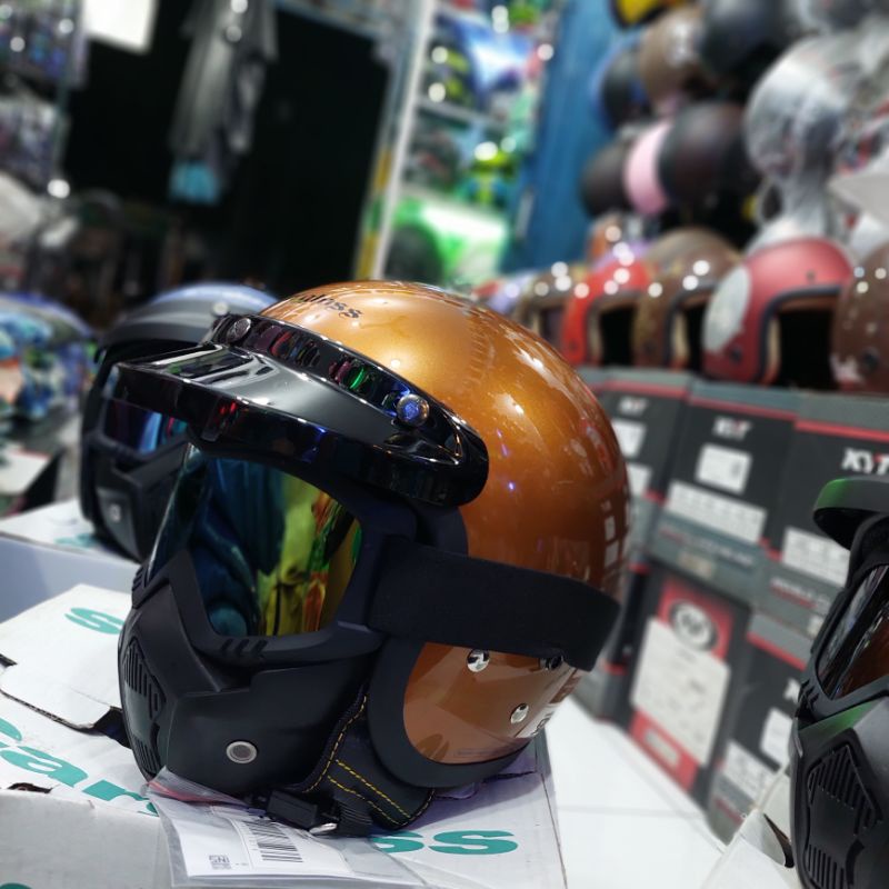 HELM CARGLOSS + GOGLE MASKER