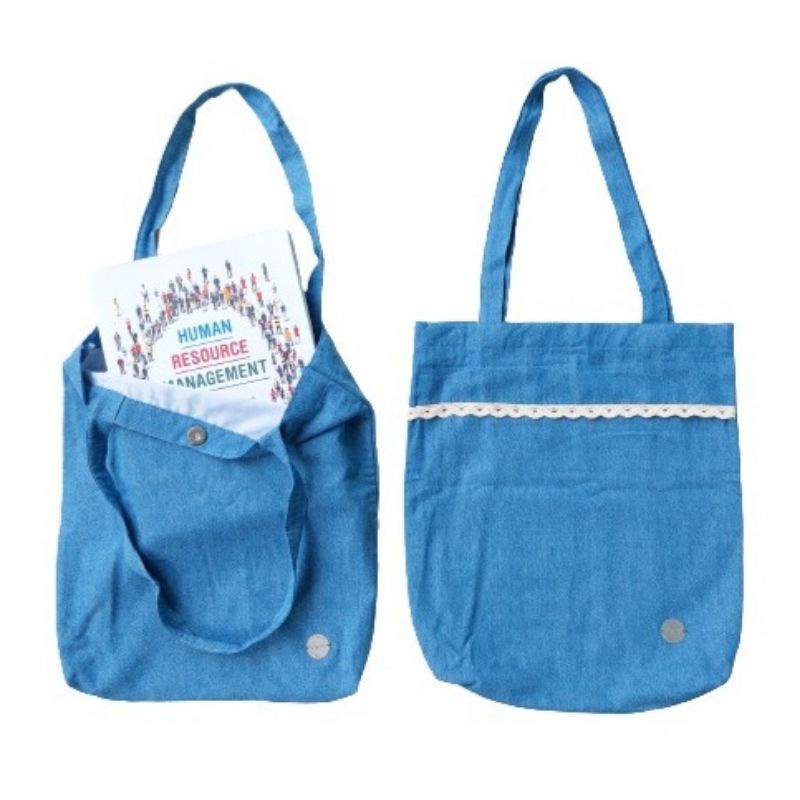 Totebag Blue Denim Tas Kuliah Bahan Jeans