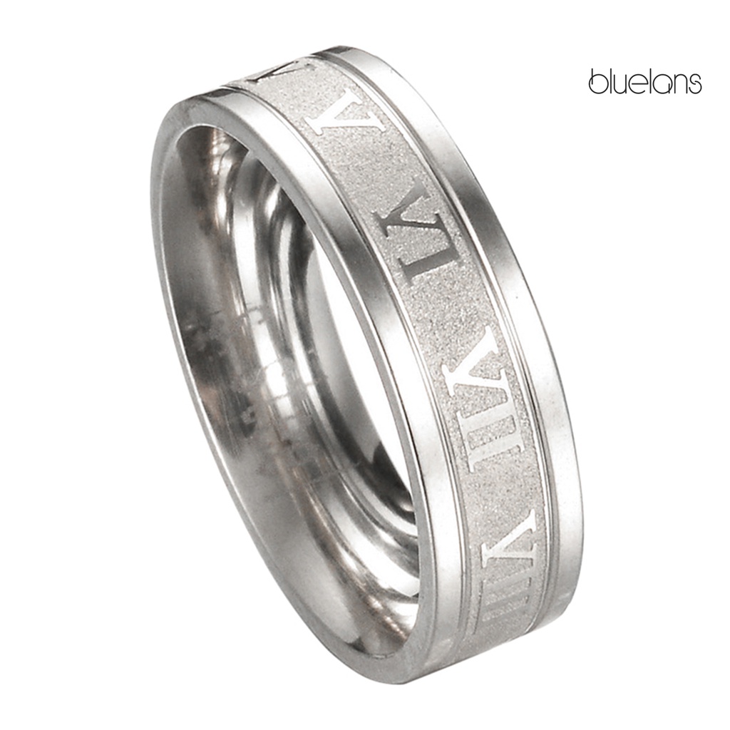 Bluelans Punk Ring Creative Unisex Titanium Steel Roman Numerals Ring Gift Daily Life