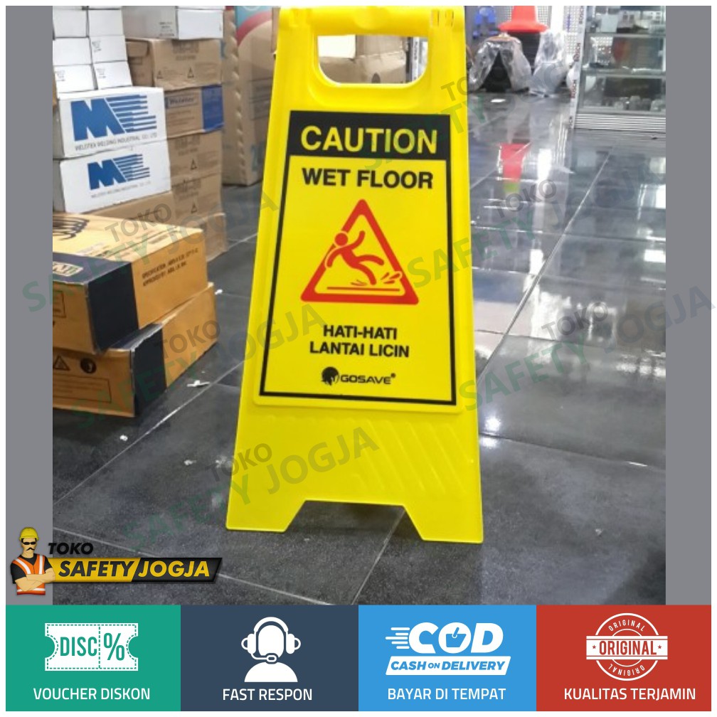 PAPAN PERINGATAN AWAS LANTAI BASAH LICIN CAUTION WET FLOOR GOSAVE