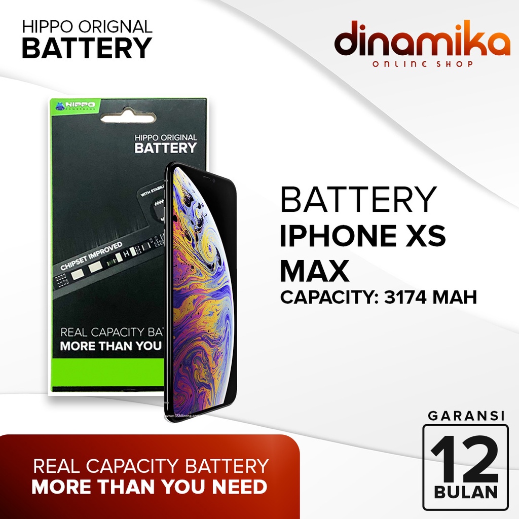 Hippo Baterai Battery Baterry 100% ORI Baterai Iphone XS MAX 3174mAh Original Batere Premium Batu Batre Batrai Handphone Garansi Resmi