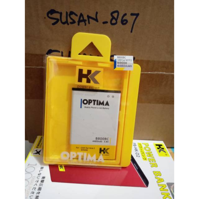 BATERAI BATTERY BATRE GALAXY NOTE3 NOTE 3 N9000 N 9000 DOUBLE POWER HK OPTIMA GARANSI