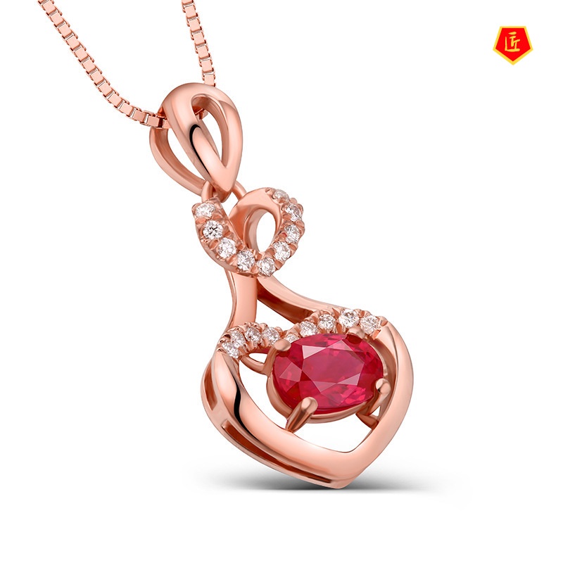 [Ready Stock]Japanese and Korean Style Love Ruby Pendant Fashionable and Elegant