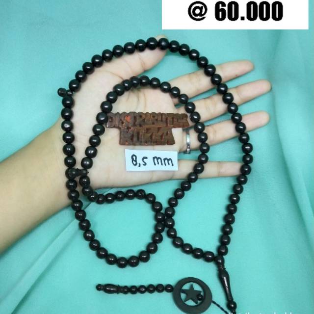 ( SUPER MURAH ) Grosir 5 pcs tasbih Kokka kaukah kaokah fukakah koka bulan bintang 8,5 hitam