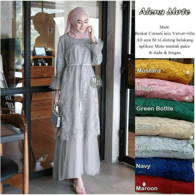 MAXY LUXURY 7 WARNA // GAMIS CANTIK BAHAN BRUKAT TILE LAPIS FURING TERLARIS // DRESS MURAH ALENA