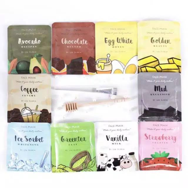 Masker wajah 20 gram-masker bubuk lea gloria 10  varian-organic &amp; non