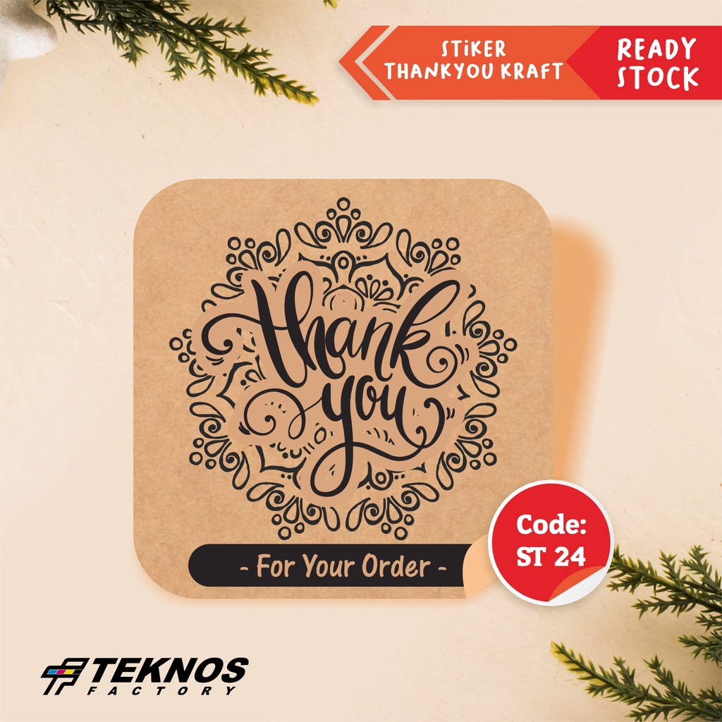 

[75 PCS] STIKER LABEL THANK YOU KRAFT ST 24 MURAH