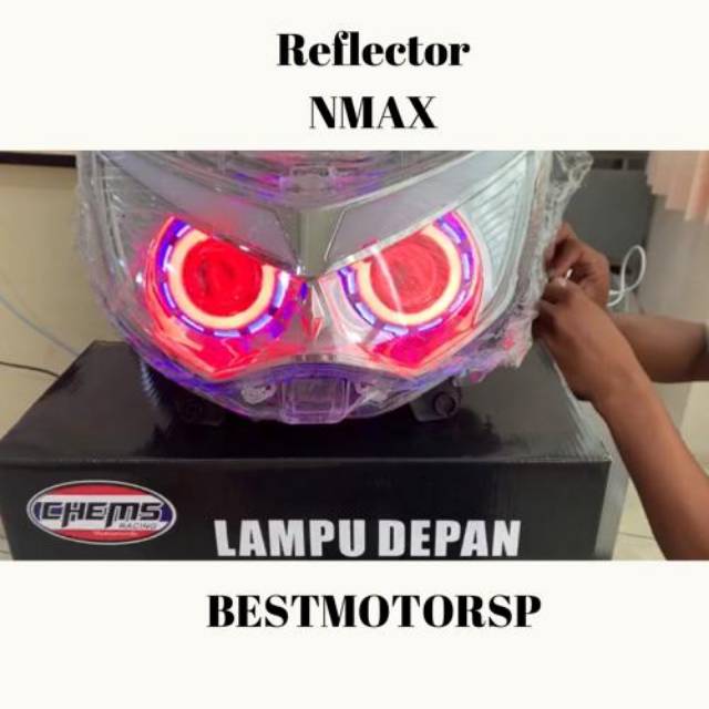 LAMPU DEPAN REFLECTOR NMAX NEW PLUS LED PROJECTOR SATU SET COMPLETED