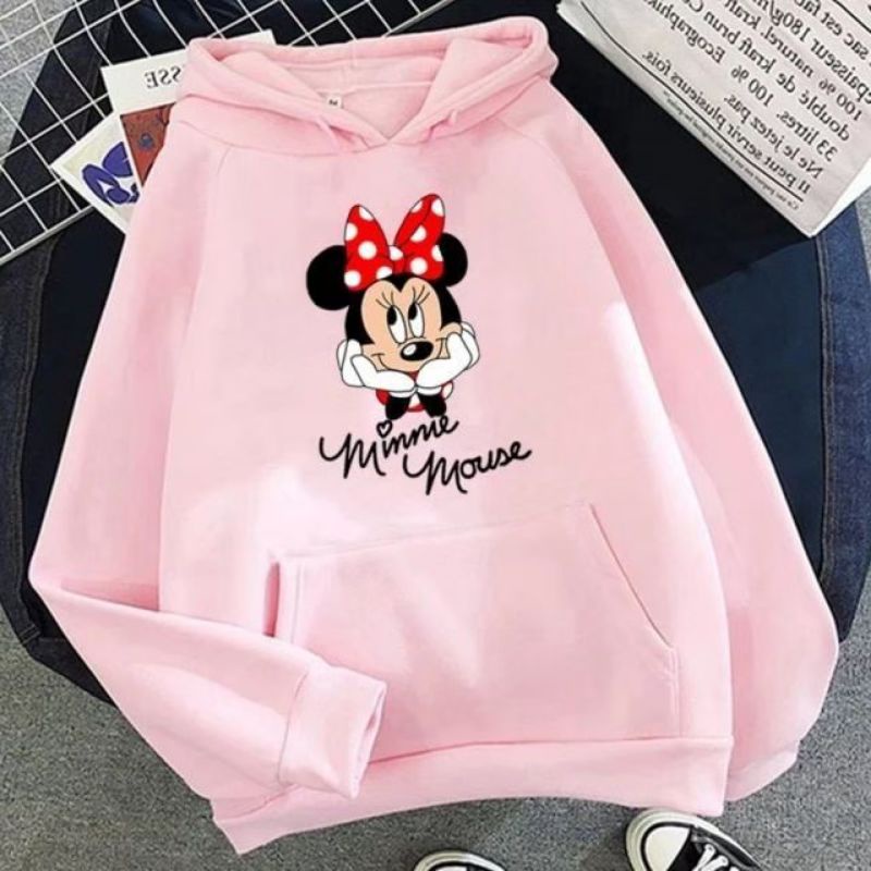 jaket sweater hoodie anak Minnie mouse hudy anak perempuan
