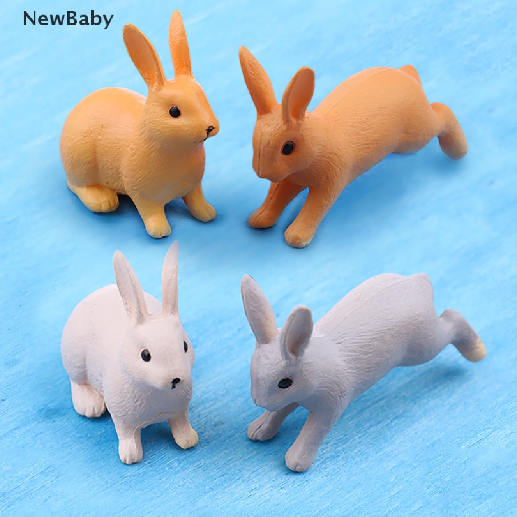 NewBaby 2/4pcs Rabbit Ornaments Miniature Figurine Micro Landscape Terrarium Fairy Decor ID